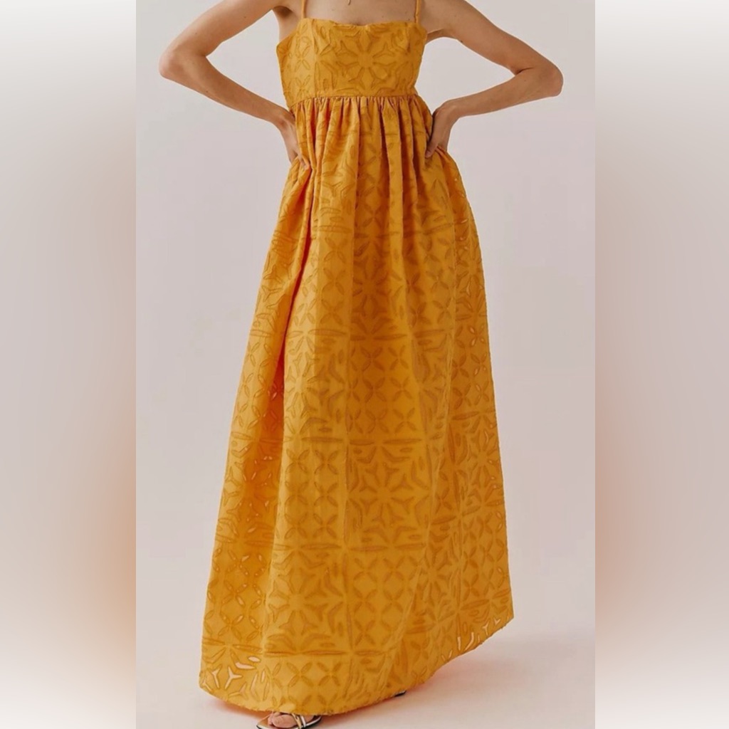 Free People Mustard Yellow Dress, Size Says Xs But Is Large And Fits M And L.